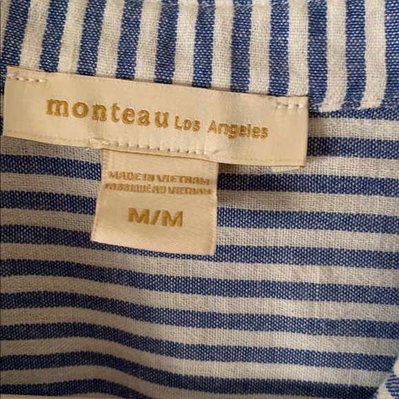 Monteau Blue and White Striped Buttonup - Picture 2 of 4